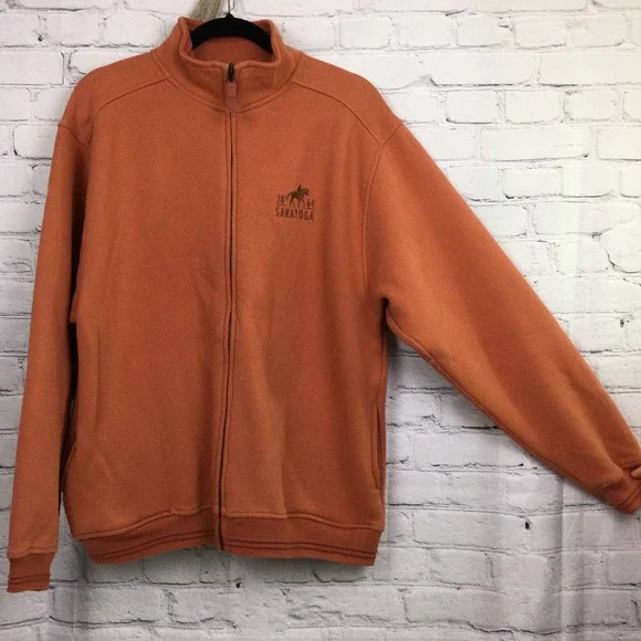 Artisans 1864 Saratoga Orange Mock Collar Long Sleeve Zippered Fleece Men's M - Picture 14 of 14